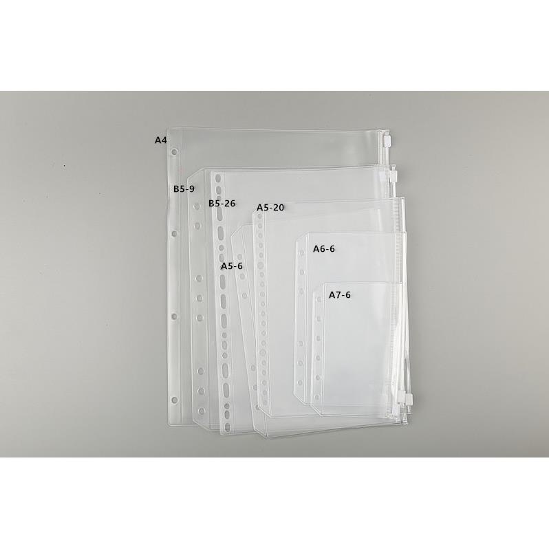Bìa sổ còng binder MILASO bìa còng 6 lỗ A5 A6 kiêm túi đựng có khóa kéo SN-001337