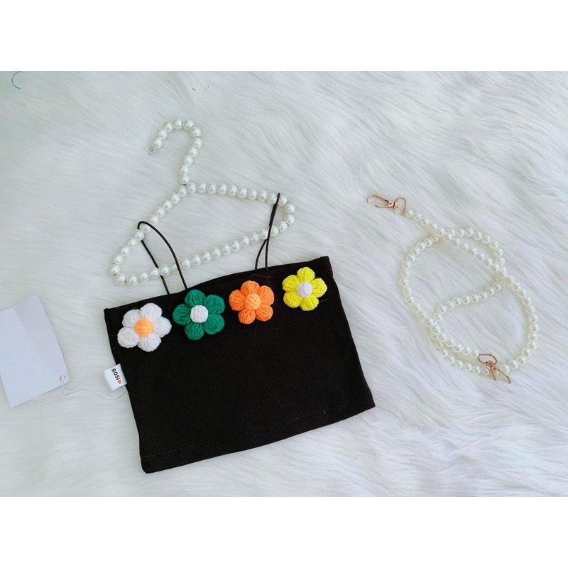 Áo Lẻ Hai Dây Kết Hoa Thêu Nổi Nhiều Màu Cho Bé Từ 7-26kg