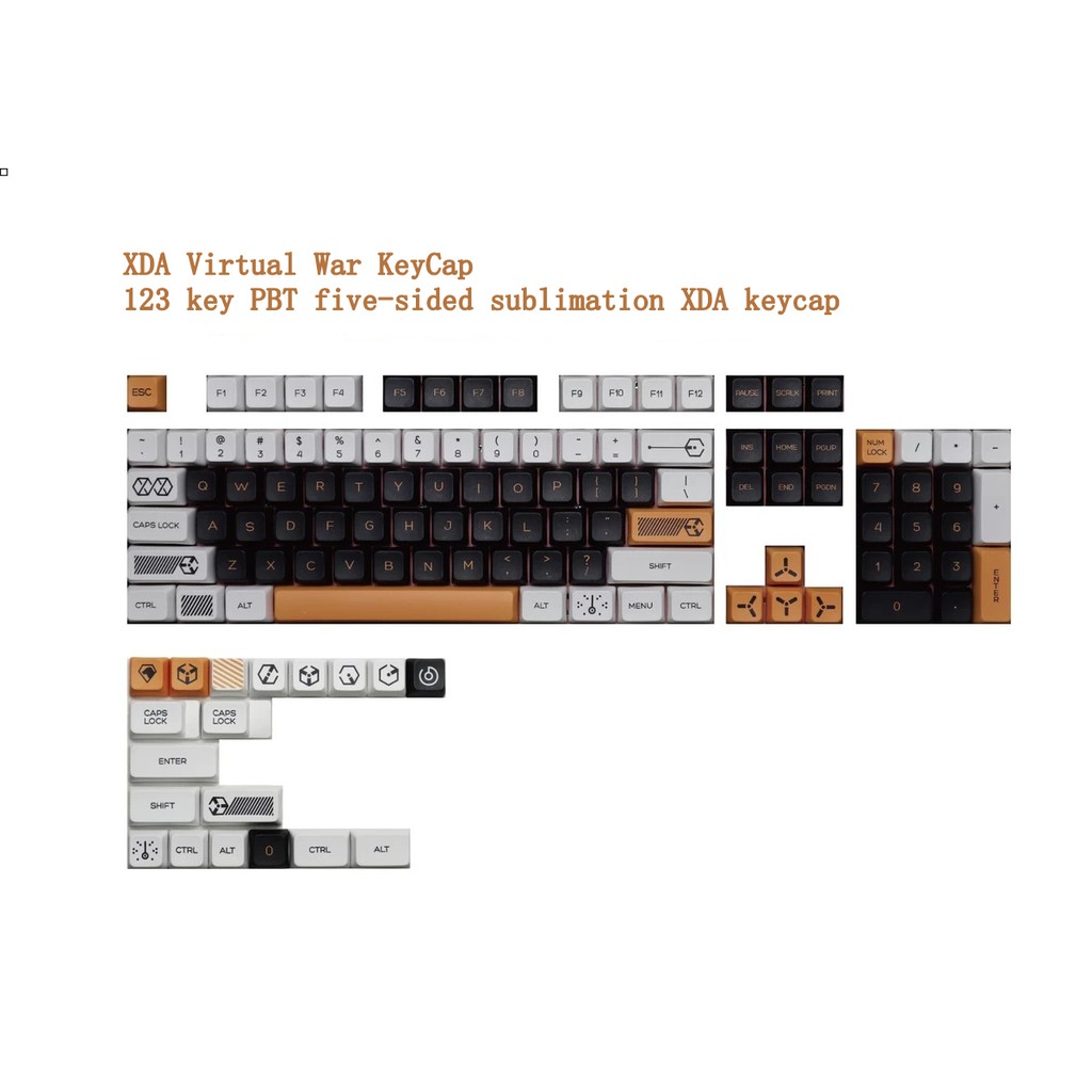 Keycap, 123 phím thăng hoa PBT XDA chiến tranh ảo keycap Bàn phím cơ Cherry MX keycap bàn phím game keycap