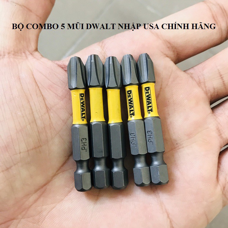 Bộ 5 Mũi Vít DeWalt PH3 Chính Hãng