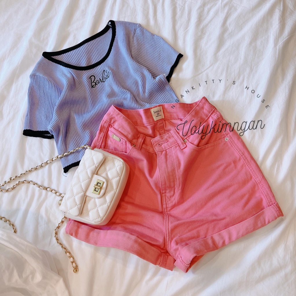 Áo croptop barbie viền TL