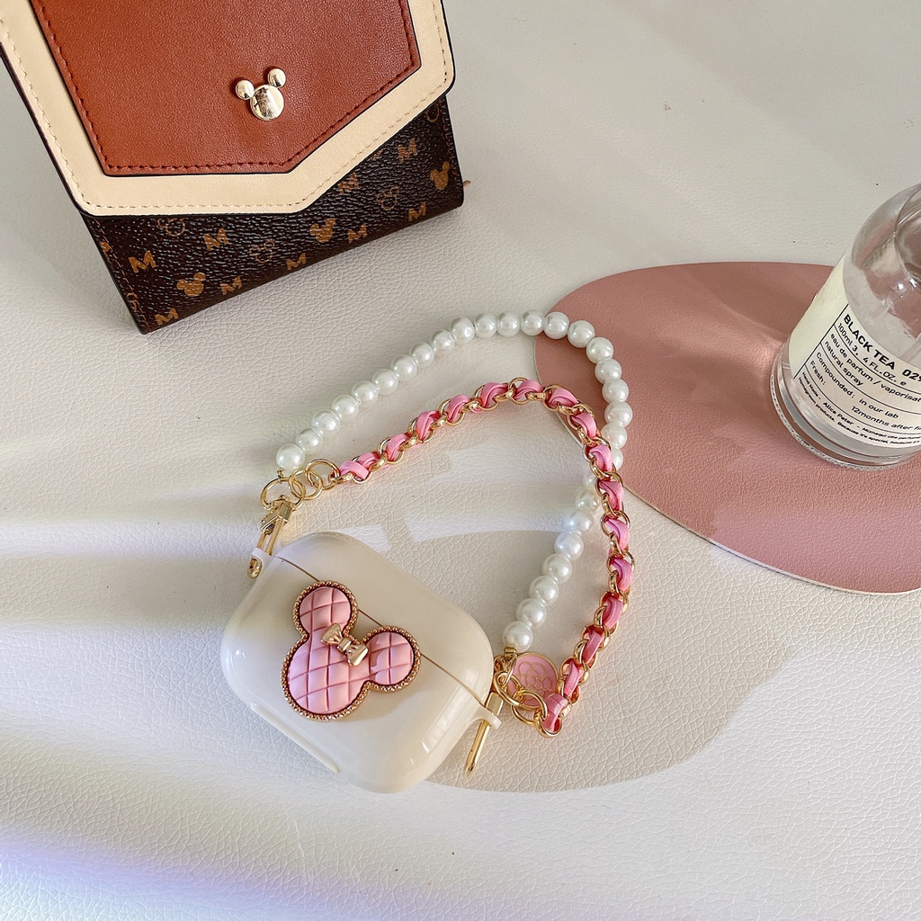 Vỏ Bảo Vệ Hộp Sạc Tai Nghe airpods 1 2 pro Bằng tpu Mềm Hình Đầu mickey Màu Trắng Hoạt Hình
