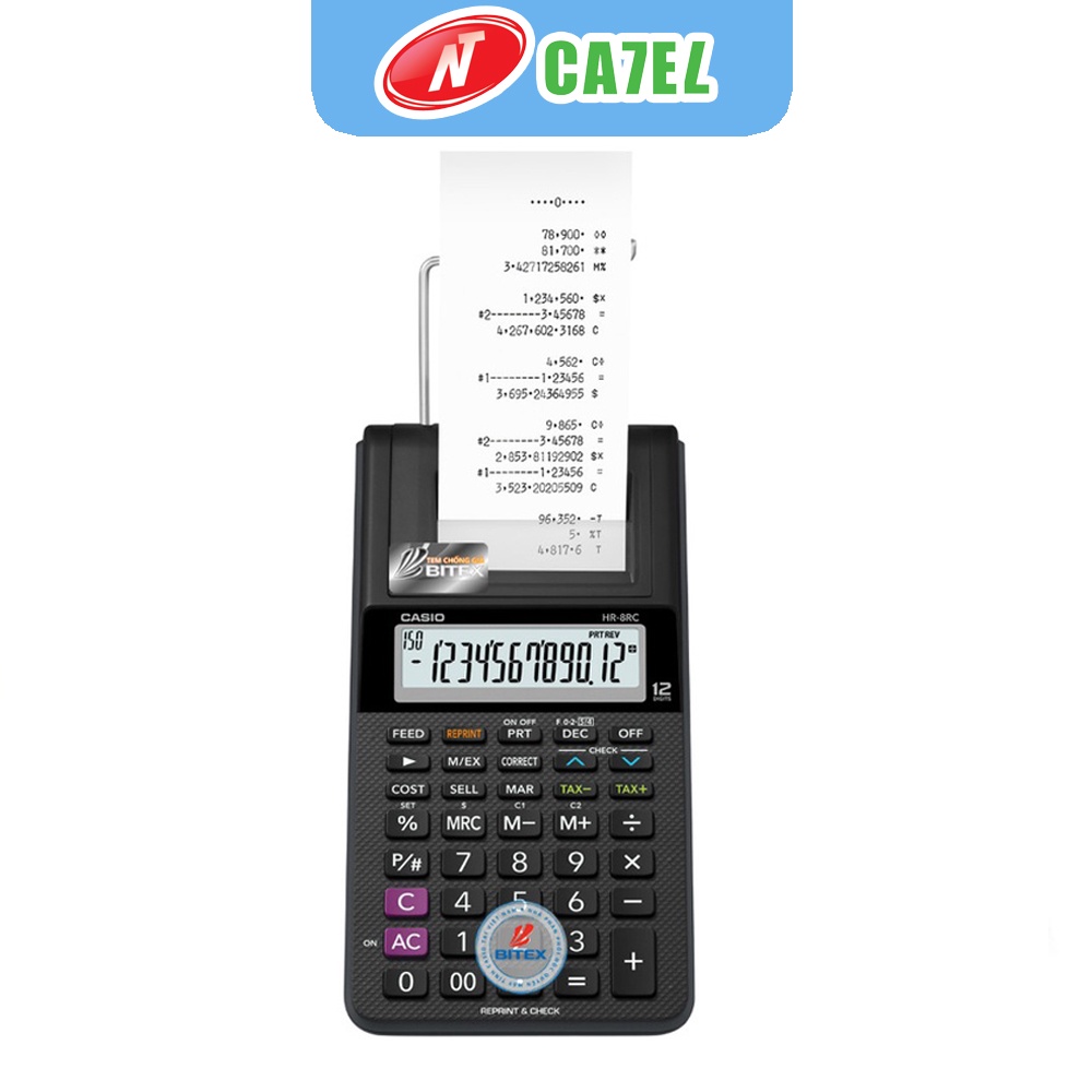 Máy tính CASIO HR 8RC tích hợp máy in hóa đơn mini hàng chính hãng bảo hành 7 năm