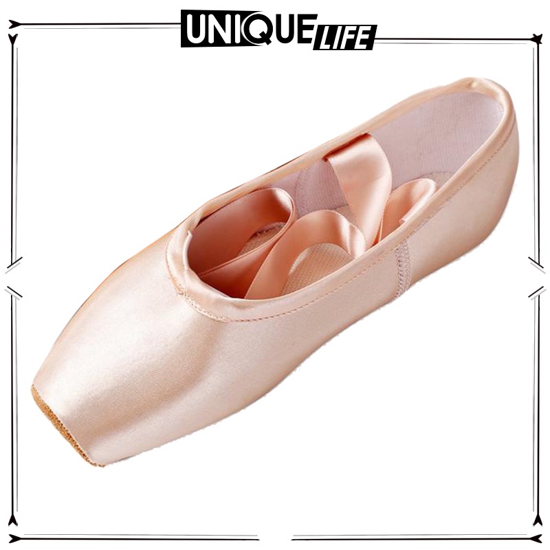 Giày khiêu vũ ba lê bằng satin da lộn mũi nhọn đế dày