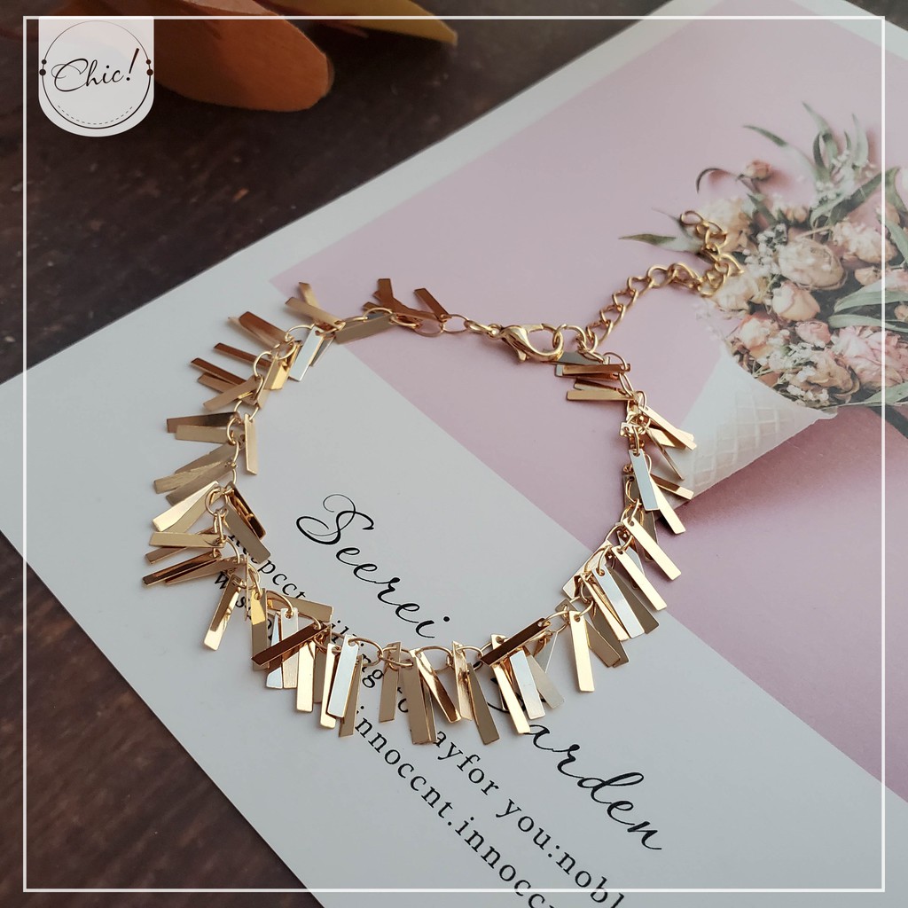 Lắc chân tua rua kim loại mỏng - Gold