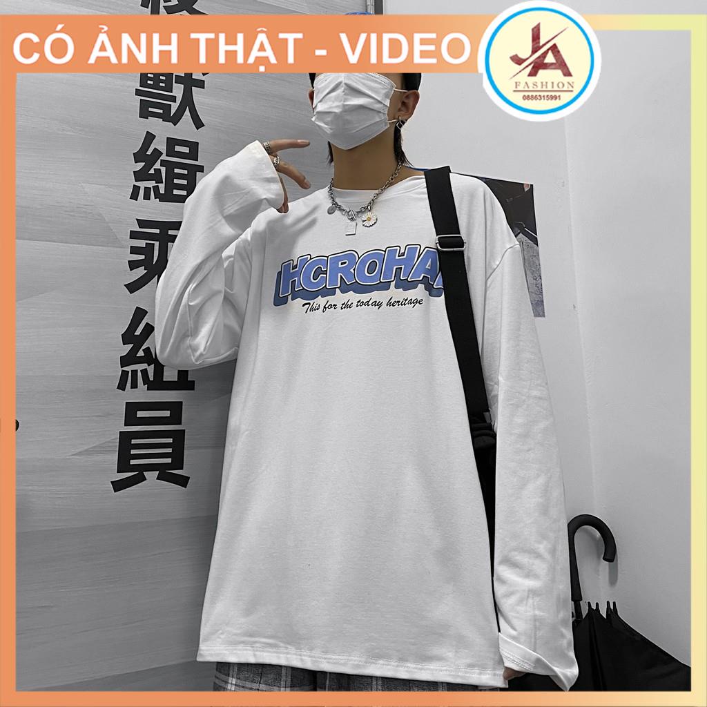 Áo thun tay dài form rộng  in chữ HCROHAI, áo sweater Unisex nam nữ phong cách ulzzang JASHOP | BigBuy360 - bigbuy360.vn