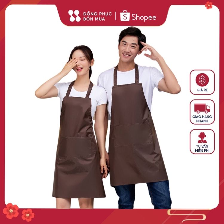 Combo 2 tạp dề màu nâu trơn đồng phục đẹp cho nhân viên phục vụ - Chất kaki Hàn Quốc -Giá tận xưởng, cực rẻ - Hàng chuẩn