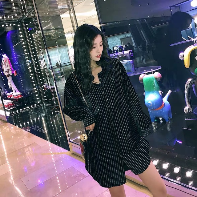 Áo sơmi nhung kim sa BlingBling oversize