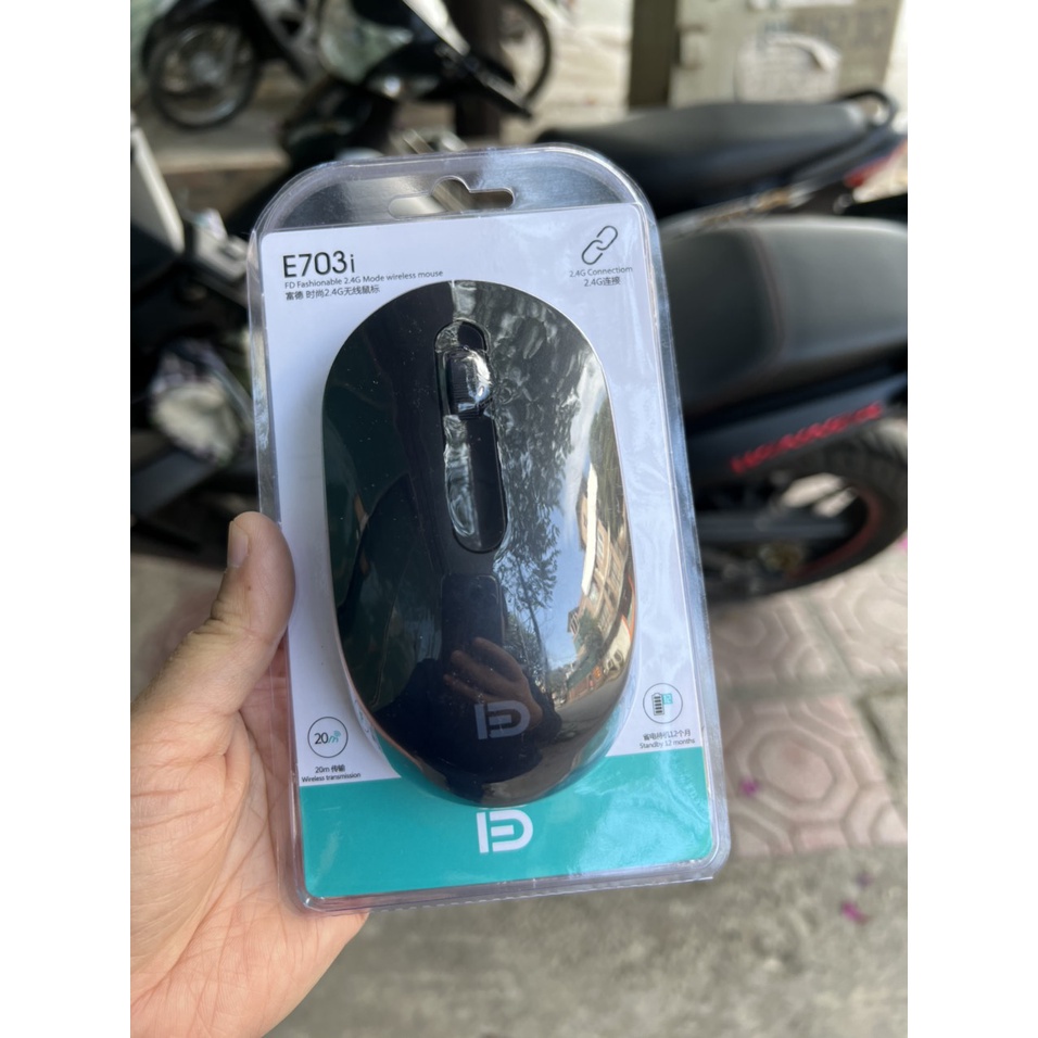 Chuột không dây E703I, Chuột cơ bản 2.4G USB Dongle, 1500DPI, Quang học, Chế độ ngủ tự động đen, trắng