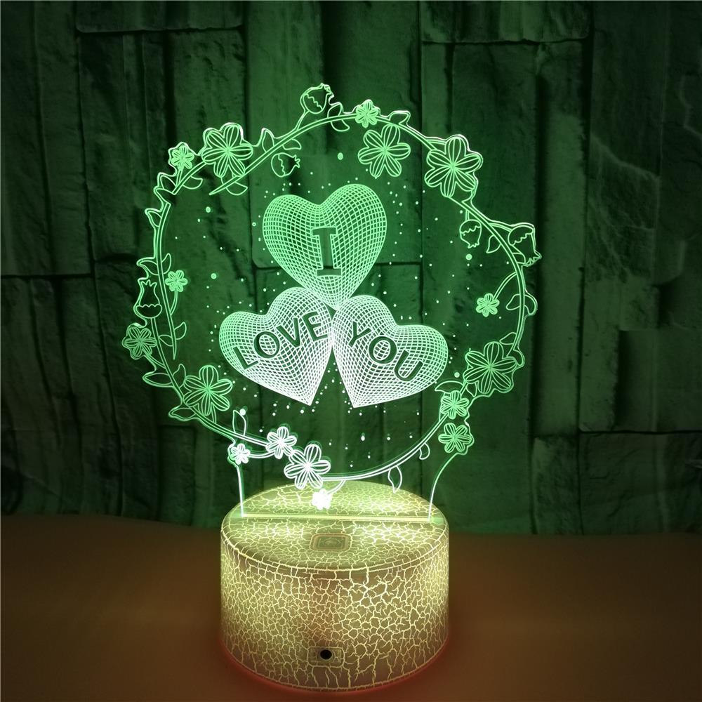 3D lamp pattern I LOVE YOU Valentine's Day wedding gift colorful touch love 3D LED lamp.