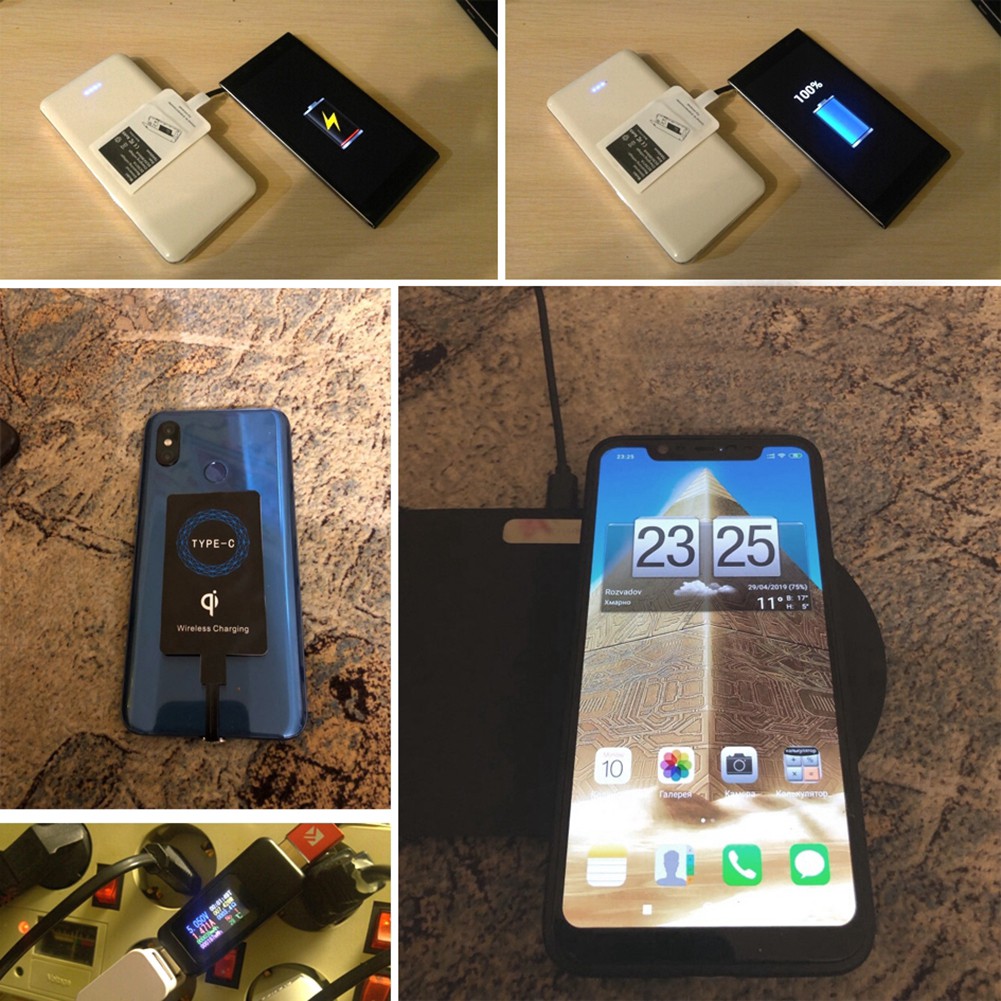 Miếng Dán Sạc Không Dây Papuacu Usb Type-c Qi Cho Iphone Android