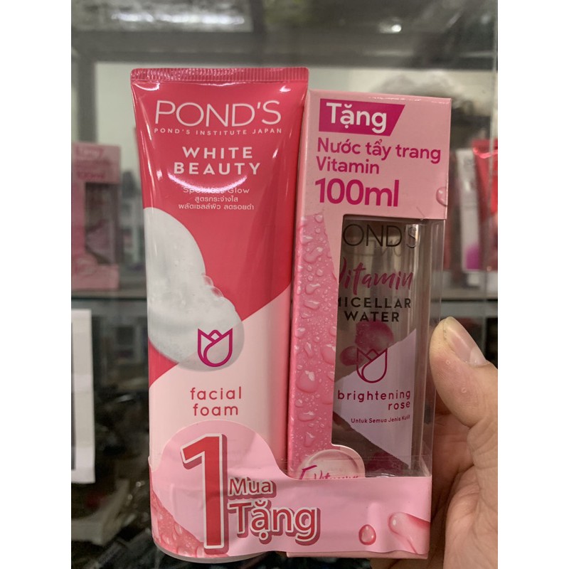 Sữa Rửa Mặt Pond’s làm Trắng Da white beauty 100ml(Tặng kèm như hình)