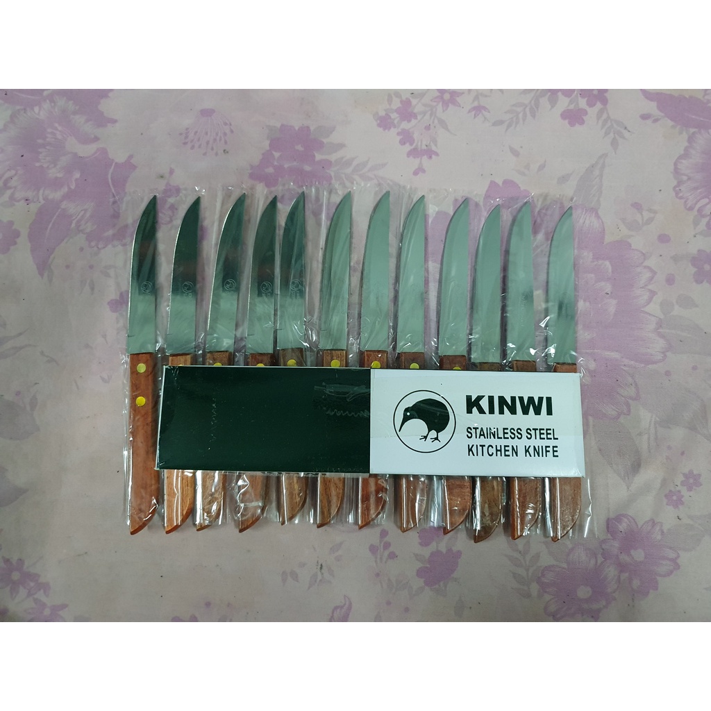 Hộp 12 Cây Dao Kinwi Stainless Steel Kitchen Knife Cán Gỗ Mũi Nhọn