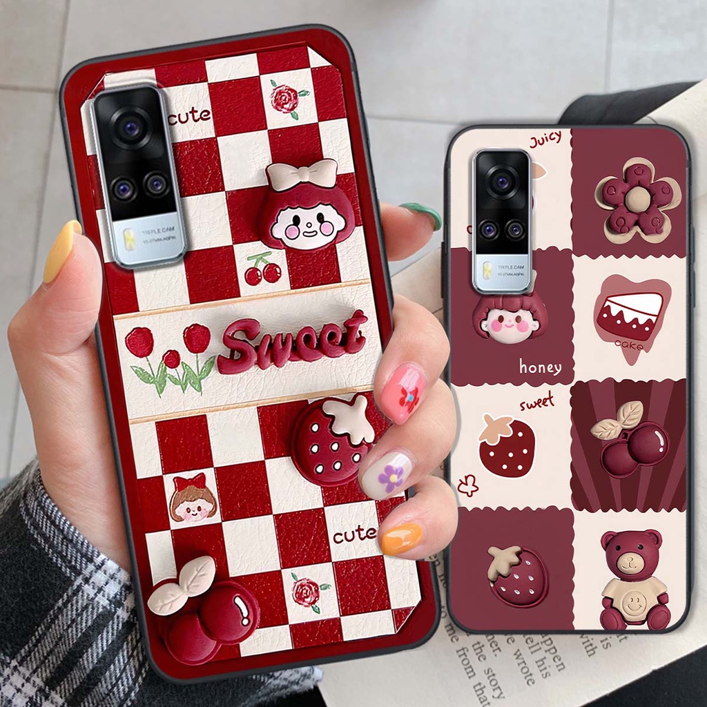 Ốp Vivo Y51 2020 in hình trái tim, caro kẹo ngọt đầy cá tính siêu đẹp siêu chất