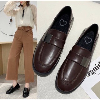 Giày Loafer da lì retro Ulzzang