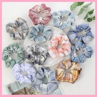 [FLASH SALE]Dây Buộc Tóc, Cột Tóc Vải Scrunchies Caro Cao Cấp hot trend 2021