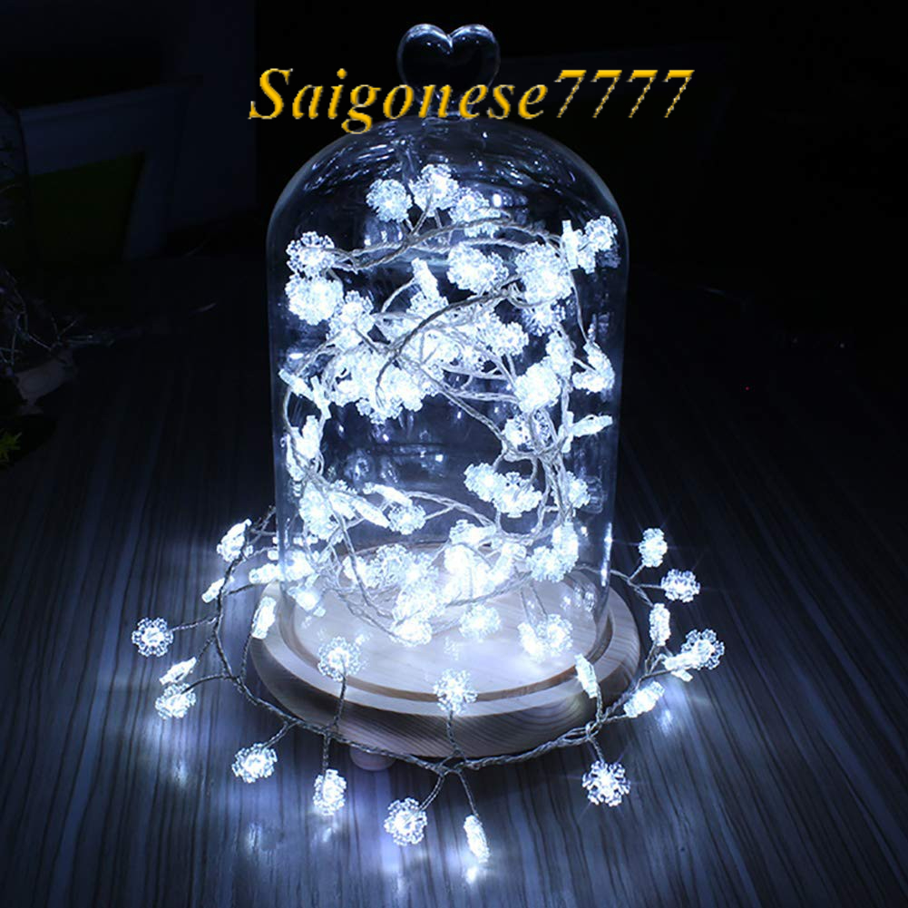 (Xài Pin/Cắm Điện) Dây Đèn Led Trang Trí Hình Bông Tuyết Decor Cây Thông Noel Christmas Snowflake String Lights
