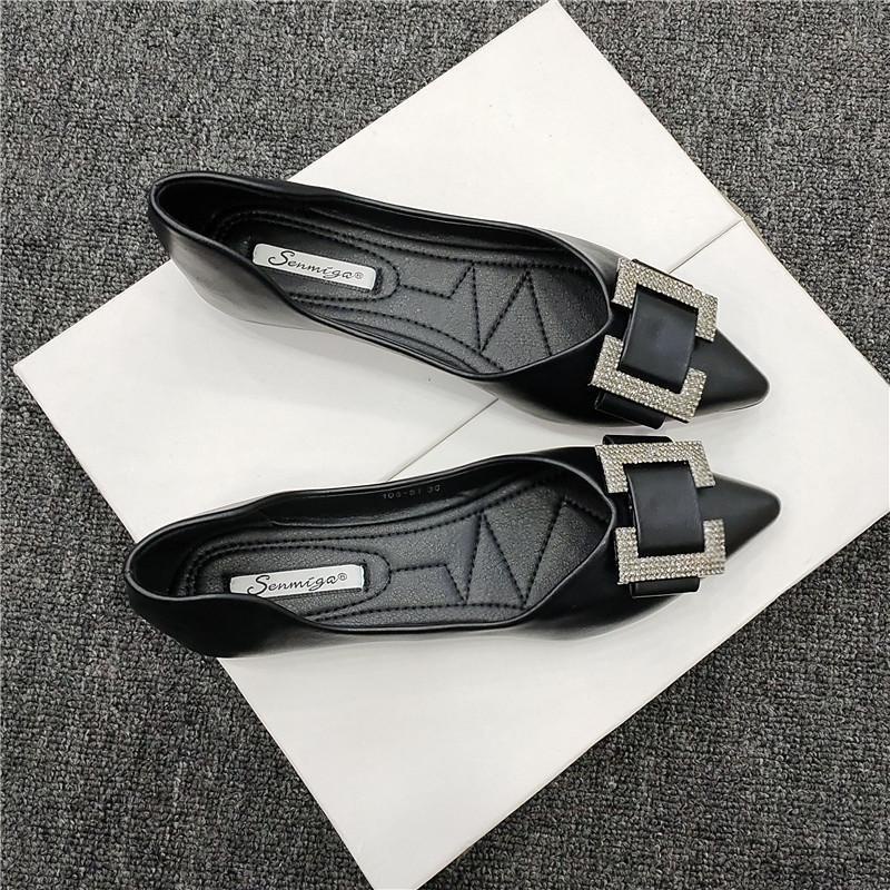 Giày Búp Bê Da Mềm Đế Bằng Mũi Nhọn Dễ Phối Đồ Thời Trang Cho Nữ Size 32-44