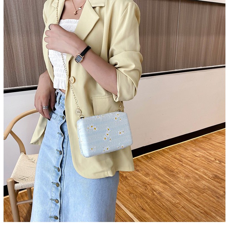 Túi Đeo Chéo Nữ Hoa Cúc Vuông Cute Size 11*17*7cm Quảng Châu