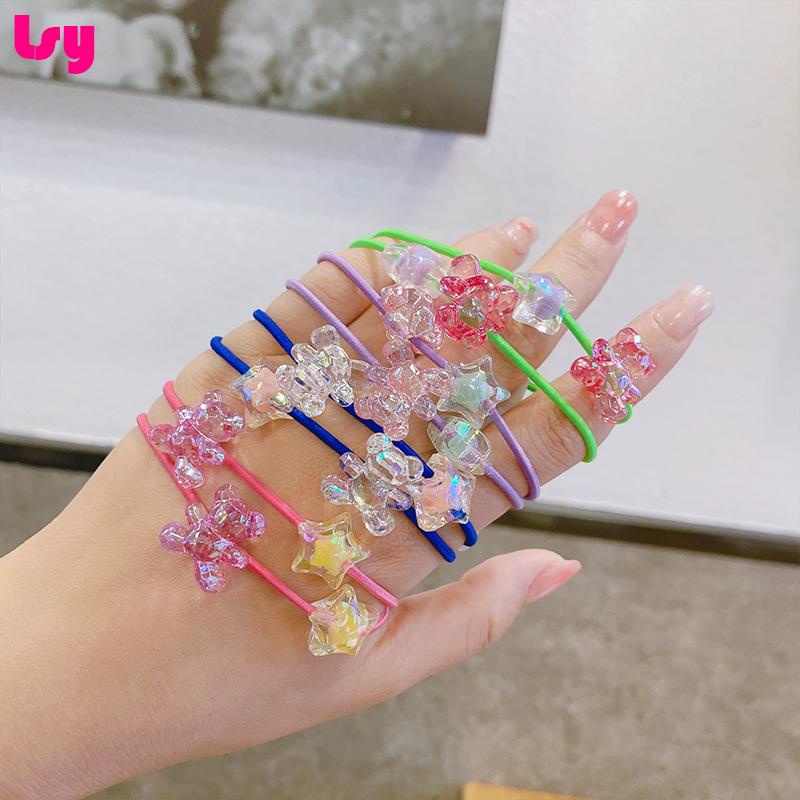Phiên bản Hàn Quốc của sợi dây trong suốt gấu tóc cô gái dễ thương buộc tóc đuôi ngựa đầu dây học sinh kẹo màu dây cao su vòng đeo tay trang sức