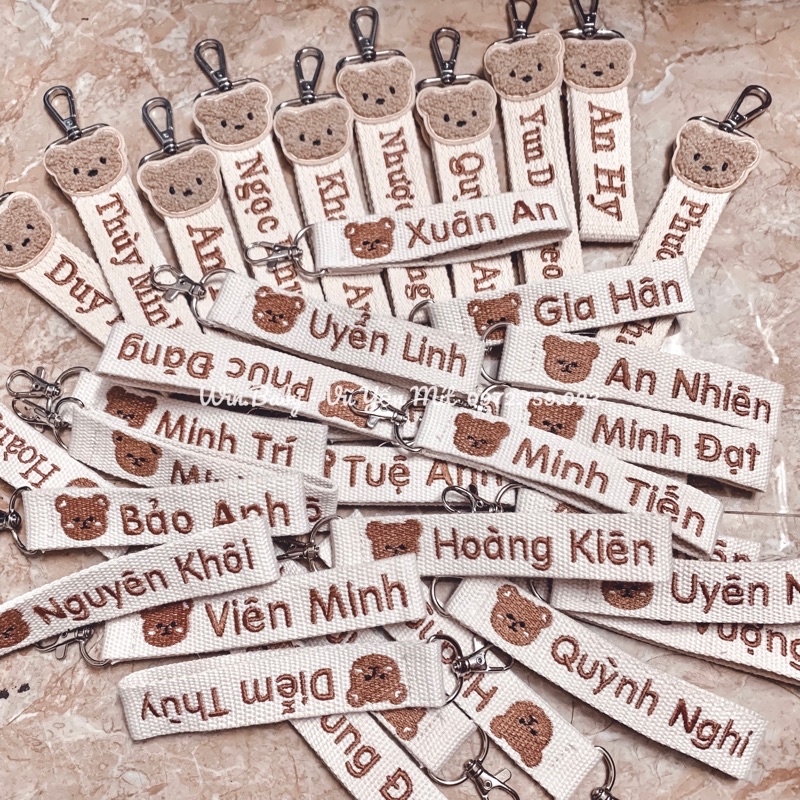 Name tag gấu thỏ thêu tên cho bé 🐻