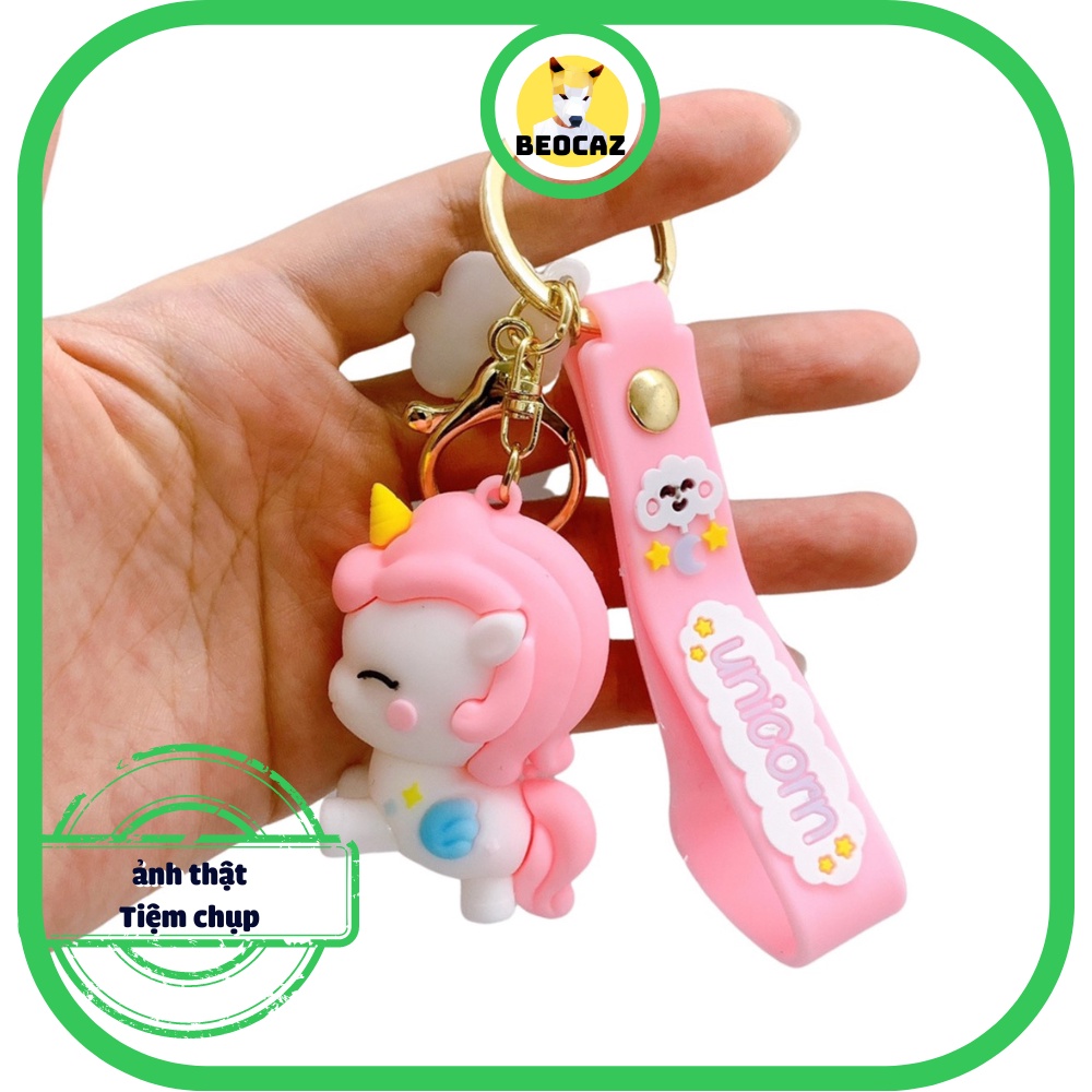 Móc khóa dễ thương unicorn kỳ lân ngựa sừng nhiều màu đáng yêu cổ tích móc chìa khóa treo cặp xách Đồ chơi Beocaz