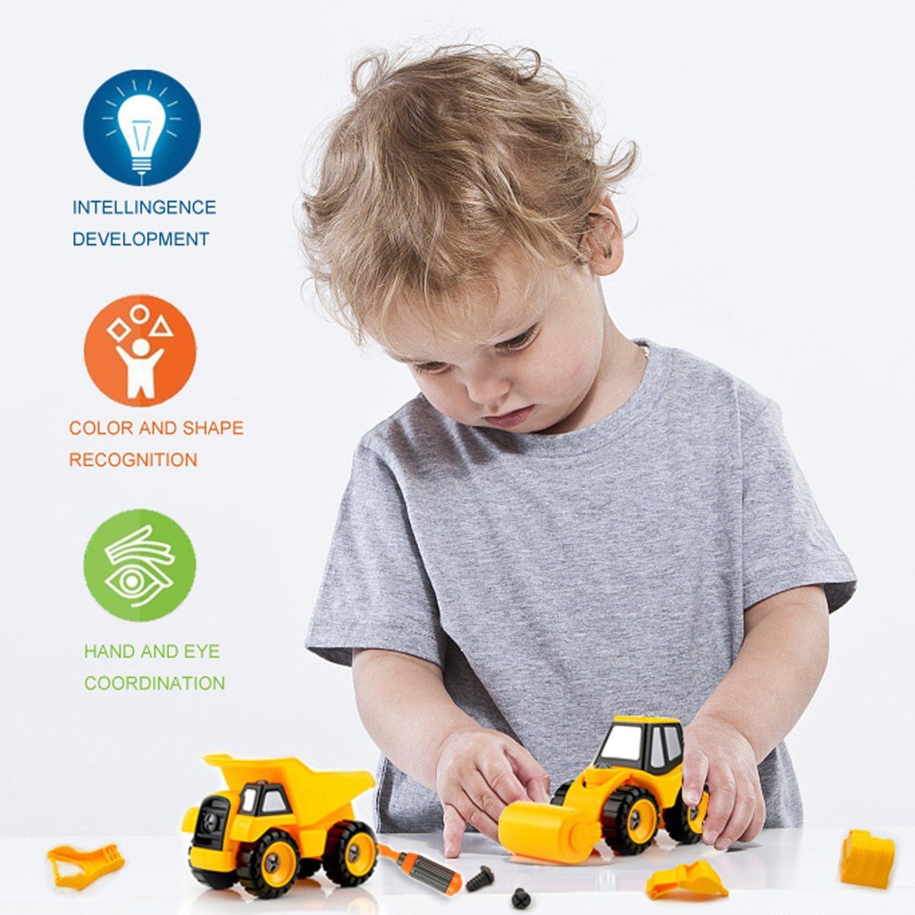 Đồ chơi lắp ghép Build&amp;Play mô hình xe xây dựng - set 4 xe Toyhouse cho bé từ 3 tuổi DIY model