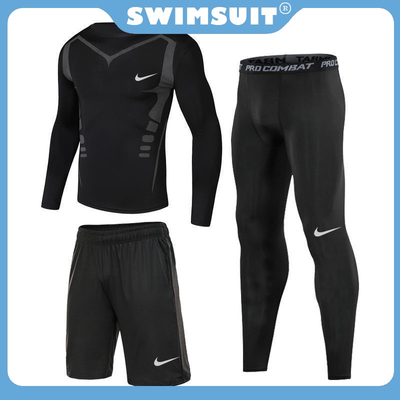 Bộ Đồ Bơi 3 Món Áo Tay Dài + Quần Short + Quần Dài Nhanh Khô Cho Nam Xịn