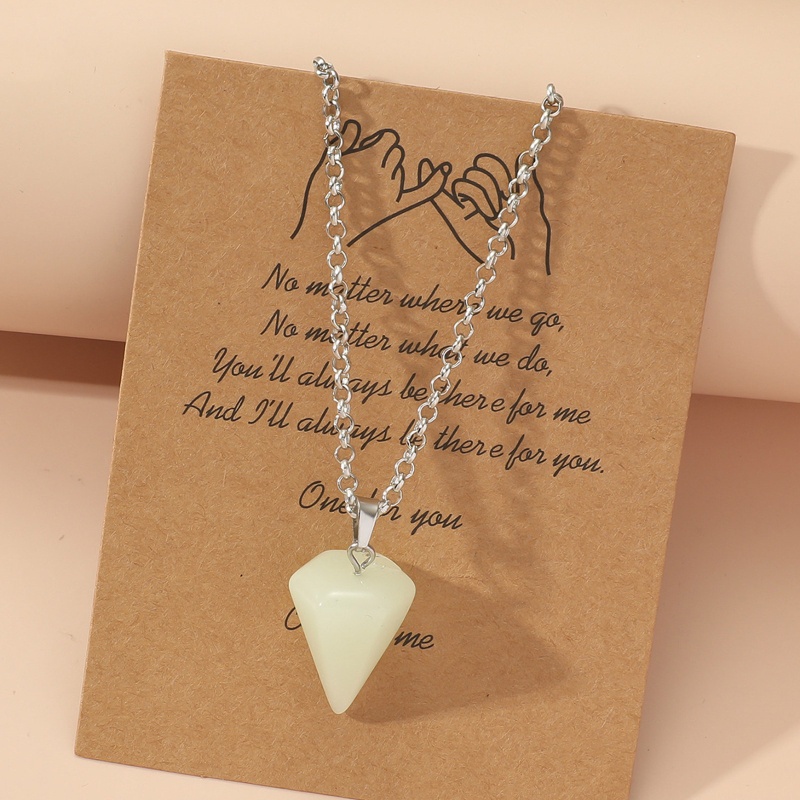 Flgo Vòng cổ Mặt Đá Lục Giác Phát Quang Tự Nhiên Thời Trang Cho Cặp Đôi