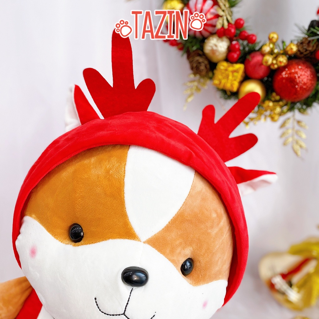 Gấu bông chó shiba cosplay giáng sinh noel, chó bông shiba cosplay noel 25cm cao cấp TAZIN