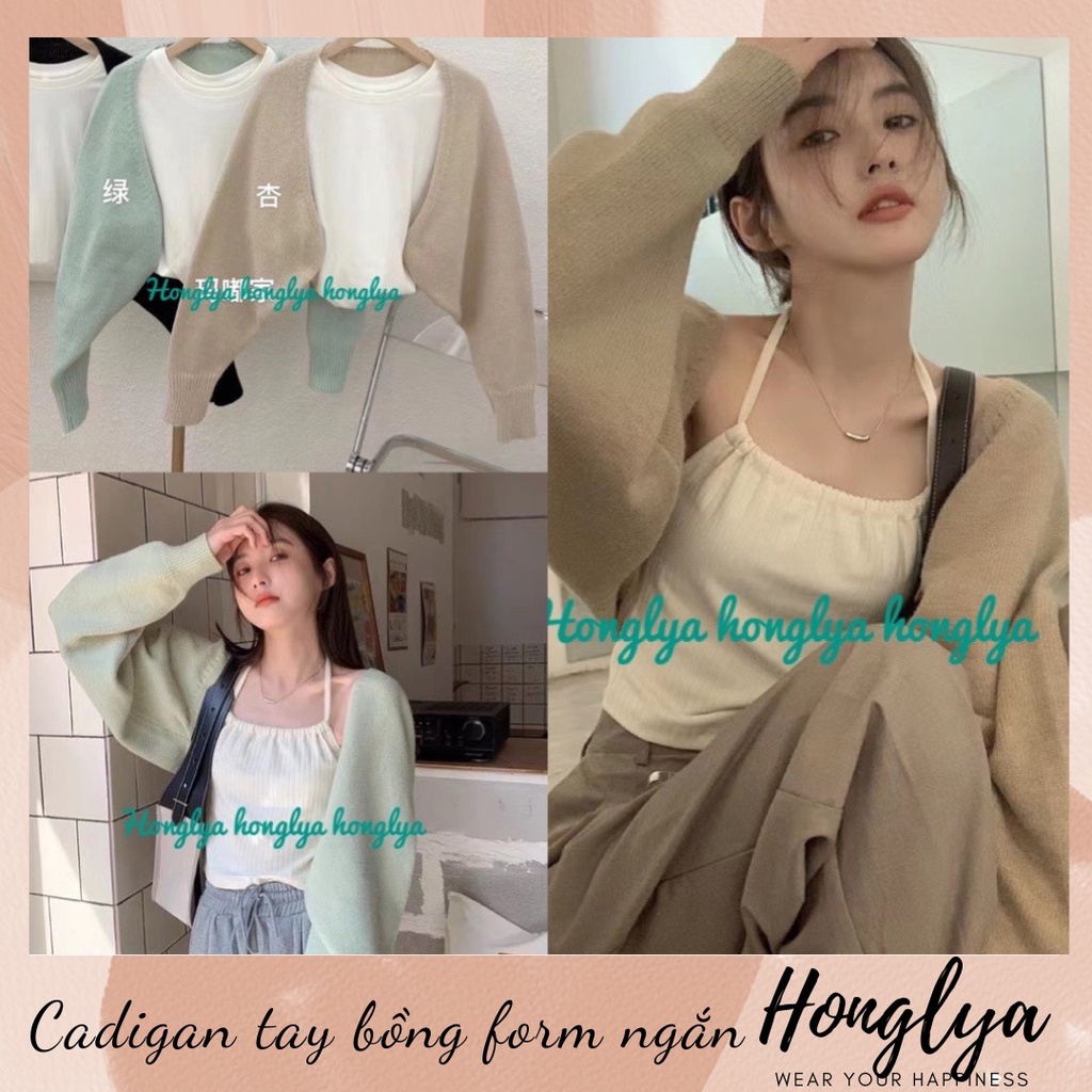 Áo len cadigan tay bồng dáng ngắn phong cách Ullzzáng