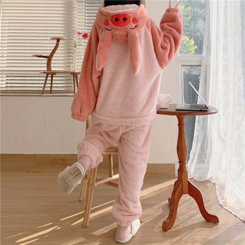 Áo Choàng Ngủ Một Mảnh Chất Liệu Lông Cừu San Hô Dày Dặn In Họa Tiết Hoạt Hình Thời Trang Thu Đông Cho Nữ | BigBuy360 - bigbuy360.vn