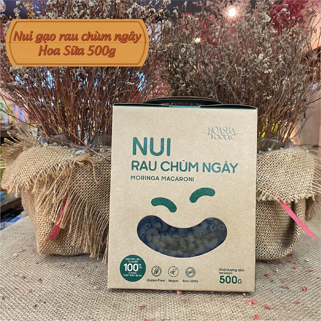 Nui gạo trắng/ gạo lứt/ rau chùm ngây Hoa Sữa 500g