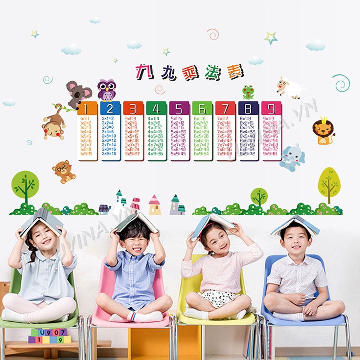 [GIÁ SIÊU TỐT]- [MUA DECAL TẶNG DECAL]-Decal trang trí lớp học, phòng ngủ cho bé-Bảng cửu chương hm-[GIAO HÀNG NGAY]