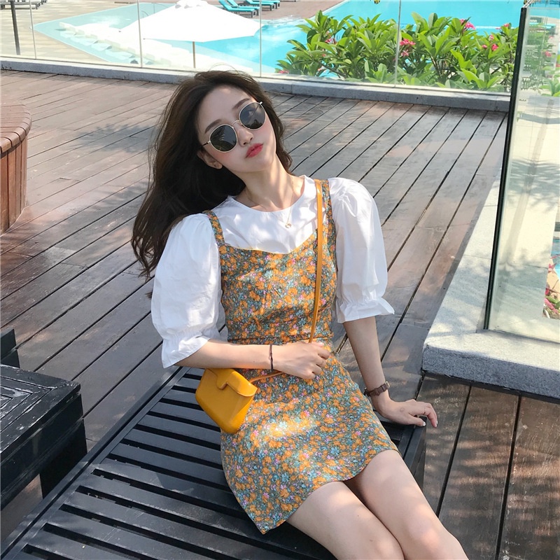 Váy nữ đầm nữ hoa nhí kèm áo rời dạng yếm V05 | BigBuy360 - bigbuy360.vn