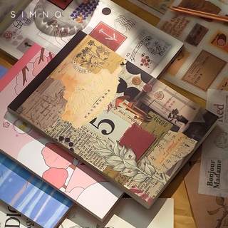 Sổ 50 tờ miếng nhãn dán sticker washi giấy nền vintage retro cổ điển cute trang trí sổ tay bulletjournal nhật kí diy