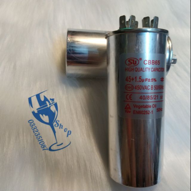 Tụ nhôm 45 +1,5 uf 450v 3 cực hàng đẹp SU CBB65