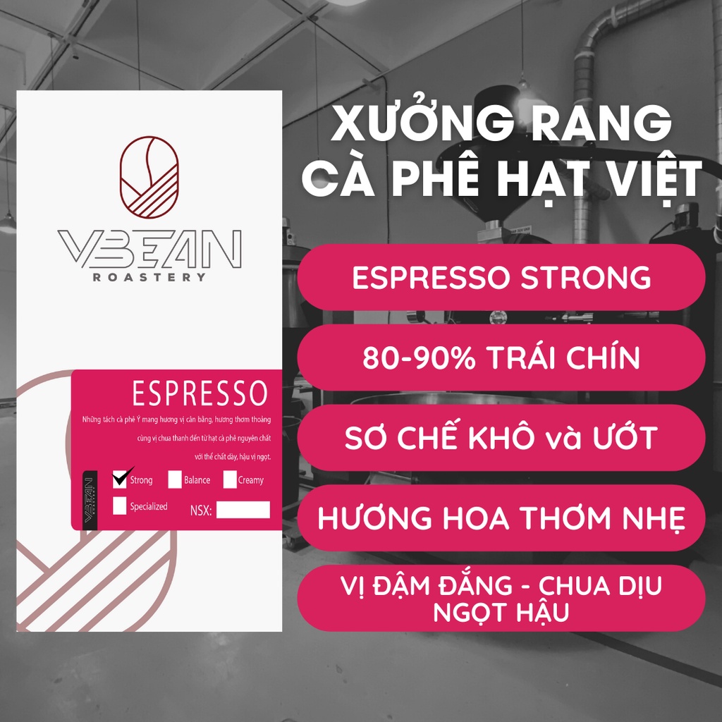 Cà Phê Pha Máy Nguyên Chất Rang Mộc Cao Cấp Phối Robusta Arabica Cầu Đất - 1kg Cafe Espresso Strong - VBEAN Roastery