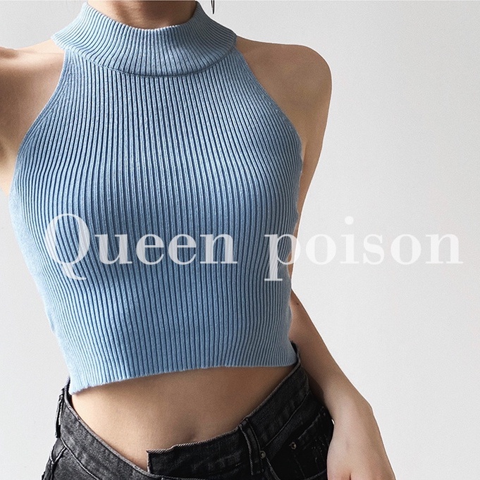 QADCOL Áo Tank Top Dệt Kim Không Tay Thiết Kế Quyến Rũ Cho Nữ