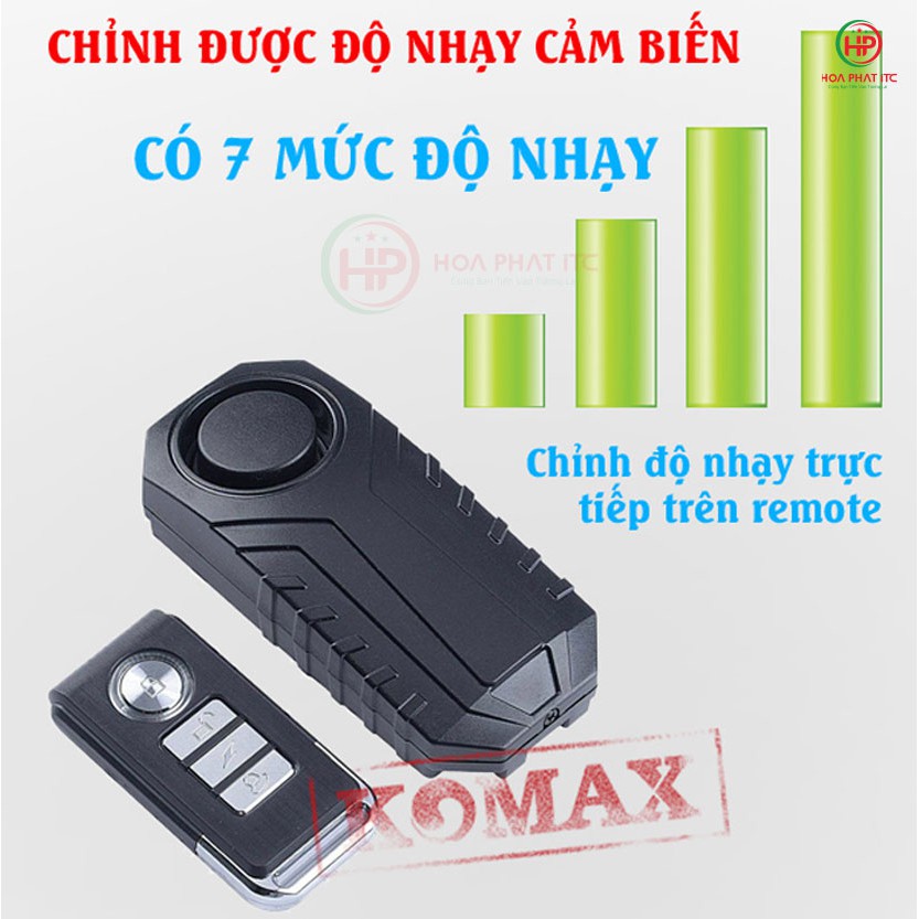 [MÃ GIẢM GÁ ĐẾN 10K] Thiết bị chống trộm cảm biến rung kèm remote Komax KM-R16A - Báo trộm cảm biến rung