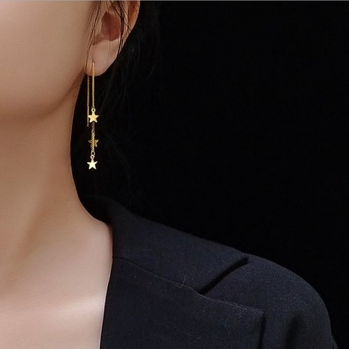 Bông Tai Chuỗi Dài Ngôi Sao Titan Ko Đen TT 3057