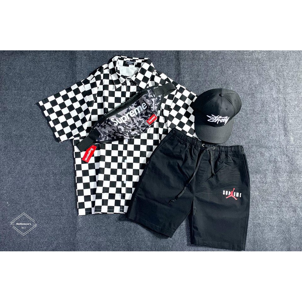 Quần Short Kaki Nam Nữ Supreme X Jordan Unisex Chất Dày Co Giãn