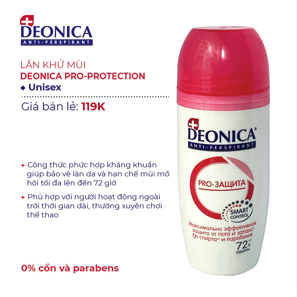 Lăn khử mùi Deonica Unisex công nghệ SMART CONTROL 50ml công nghệ Thụy Sĩ