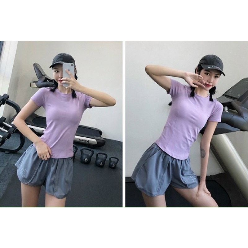 Áo Thun Có Tay Dệt Kim Light Sport Tập Gym Yoga Nữ Cao Cấp *
