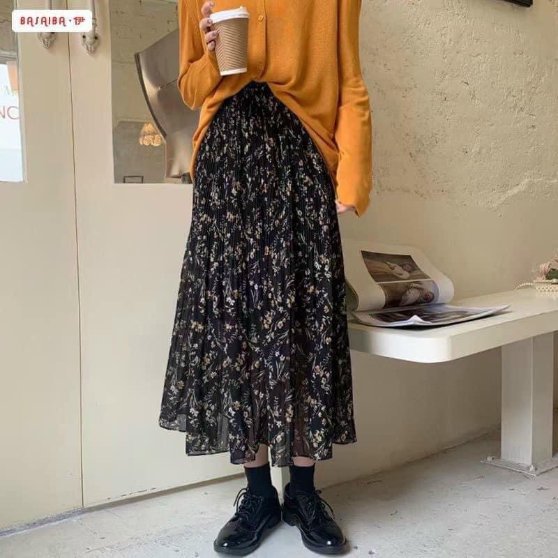 (Sẵn hàng) Chân váy chiffon hoa nhí, chân váy xoè dài dập li nhỏ, hoa nhí ulzzang ( Kèm Ảnh Thật) | BigBuy360 - bigbuy360.vn