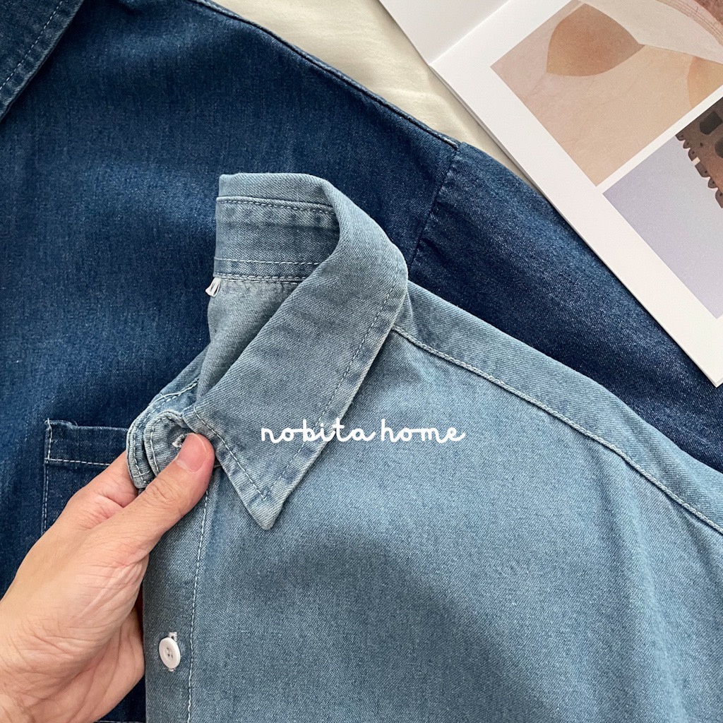 NOOBITA - Sơ mi tay ngắn denim form rộng 7232