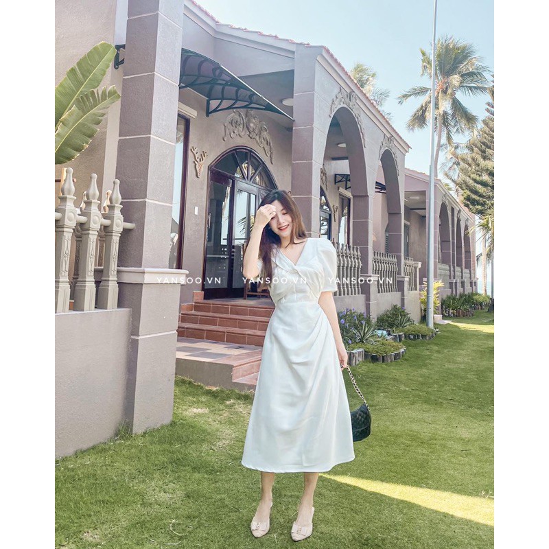 219💙  TRẮNG DÁNG XUÔNG NGỰC  XOẮN CỔ V CỰC CHẢNH( Váy xinh dự tiệc - đi biển ) Full size SML | BigBuy360 - bigbuy360.vn