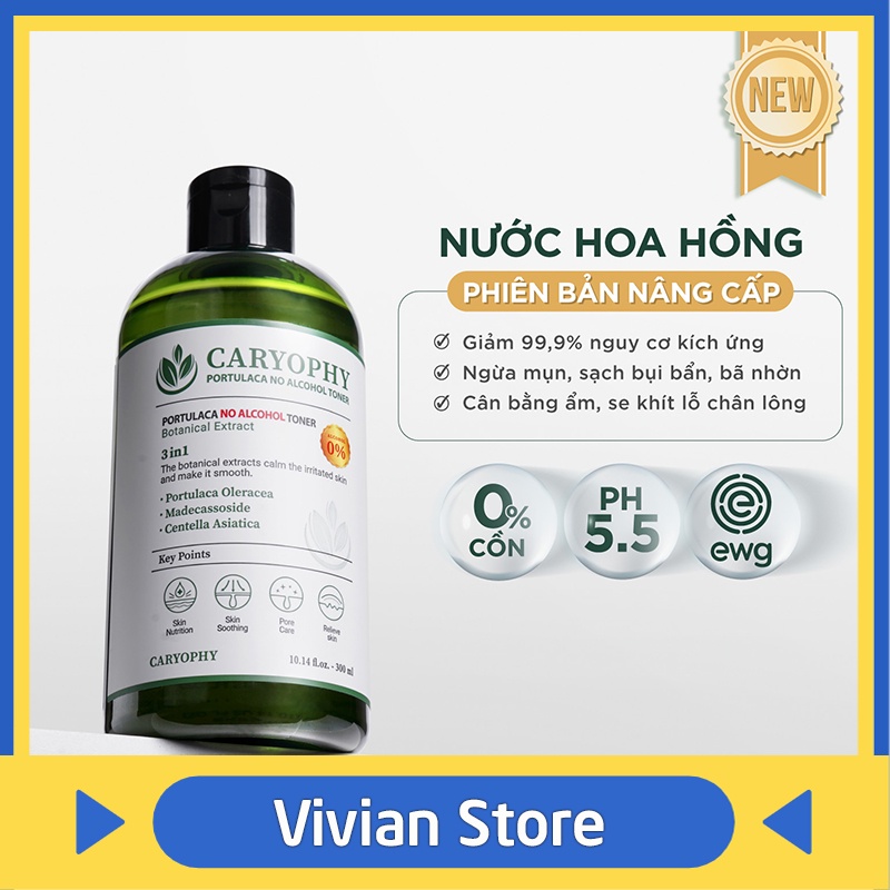 Toner cho da dầu lỗ chân lông to da khô da nhạy cảm da dầu mụn Caryophy 300ml