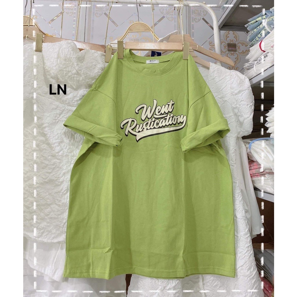 Áo thun nam nữ unisex form thụng rộng tay lỡ,áo phông tum chữ xanh chất cotton màu trắng xanh