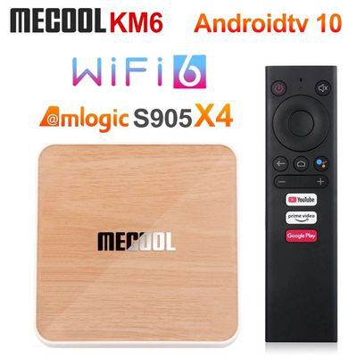 Android Box Mecool KM6, Amlogic S905X4, DDR4 4GB, Rom 64GB, Android TV 10 chính chủ Google, Wifi 6 2T2R, Remote voice